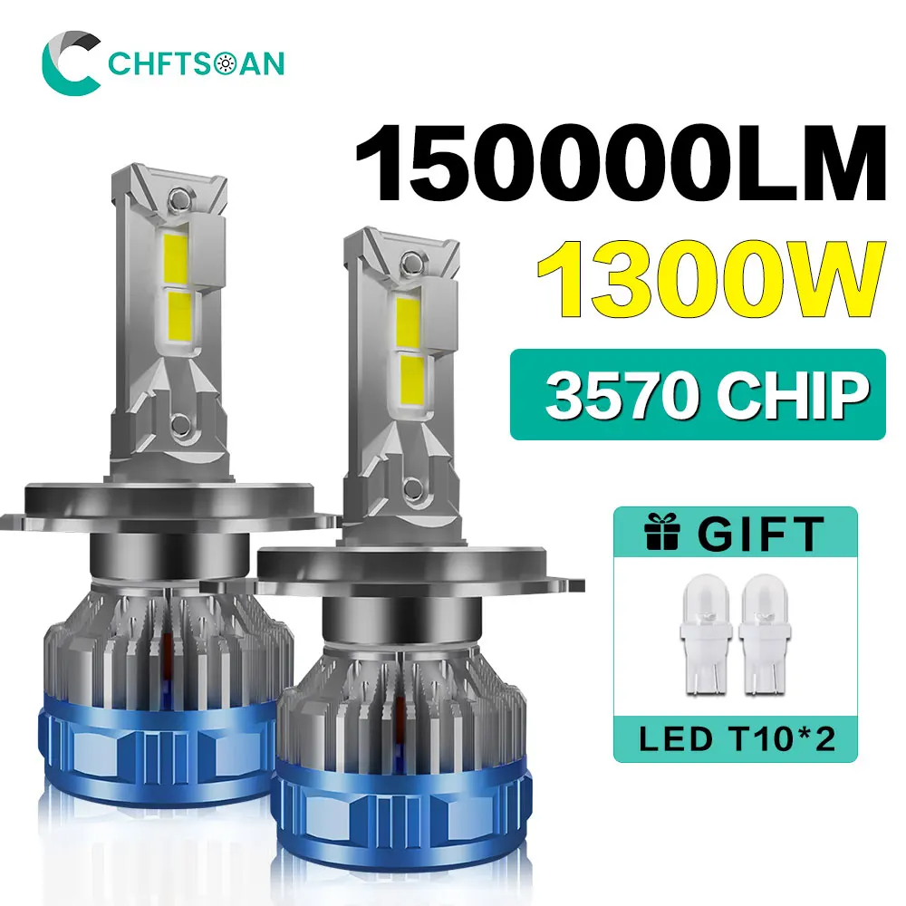 

Chftsoan LED Headlight Bulb Super Bright Headlamp Canbus 1300W 150000LM H1 H4 H7 H11 9005 9006 6000K Auto Turbo Fog Light 32V