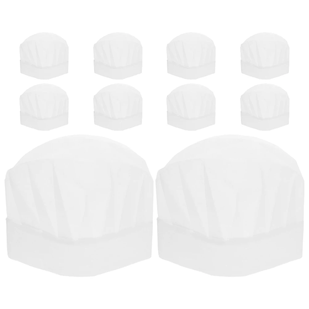 10 個シェフ帽子ペストリーベーカーキャップキッチン調理不織布軽量誕生日パーティーベーキングクラスかわいいデザイン
