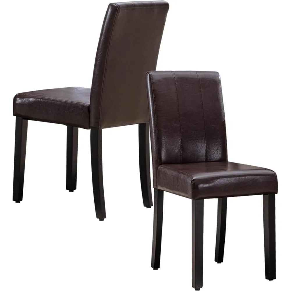 

Upholstered Parsons Dining Chairs Set of 2, PU Leather Modern Kitchen Armless Side Chairs with Solid Wood Legs