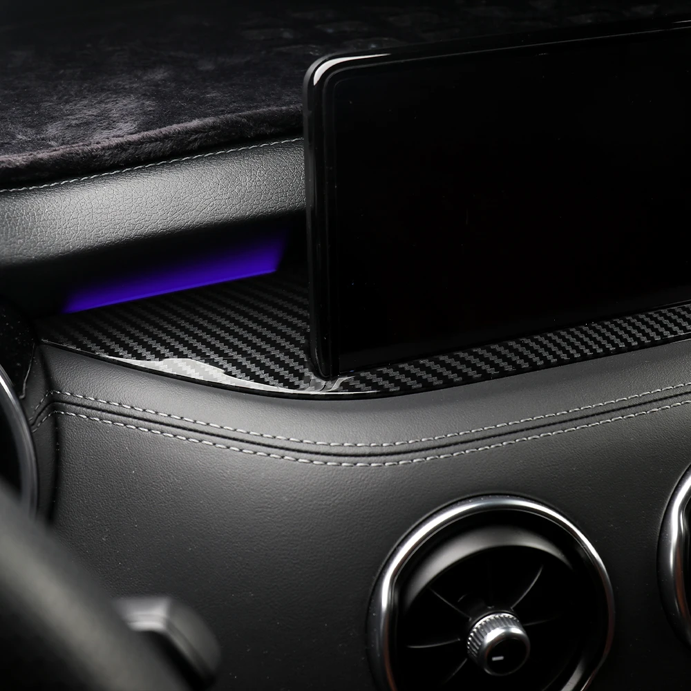 Car Carbon Fiber Navigation Screen Base Panel Trim Cover Accessories ABS Material For Kia Stinger 2018-2023 Left-Hand Drive