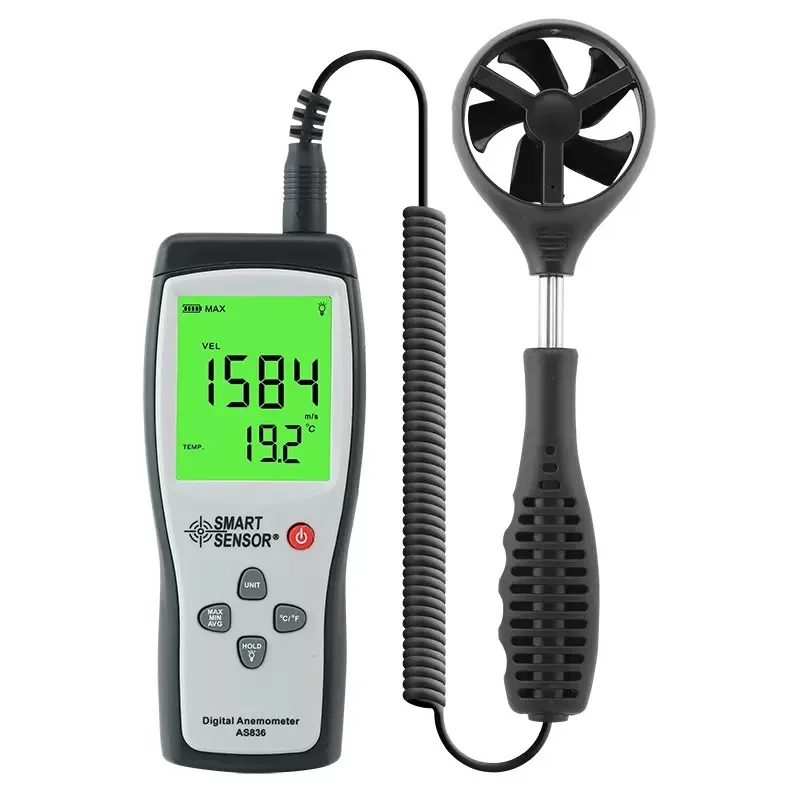 

Digital Wind Speed Meter Anemometer Gauge Diagnostic-tool Air Wind Velocity Meter 45m/s Temperature Measuring Data Hold AS836