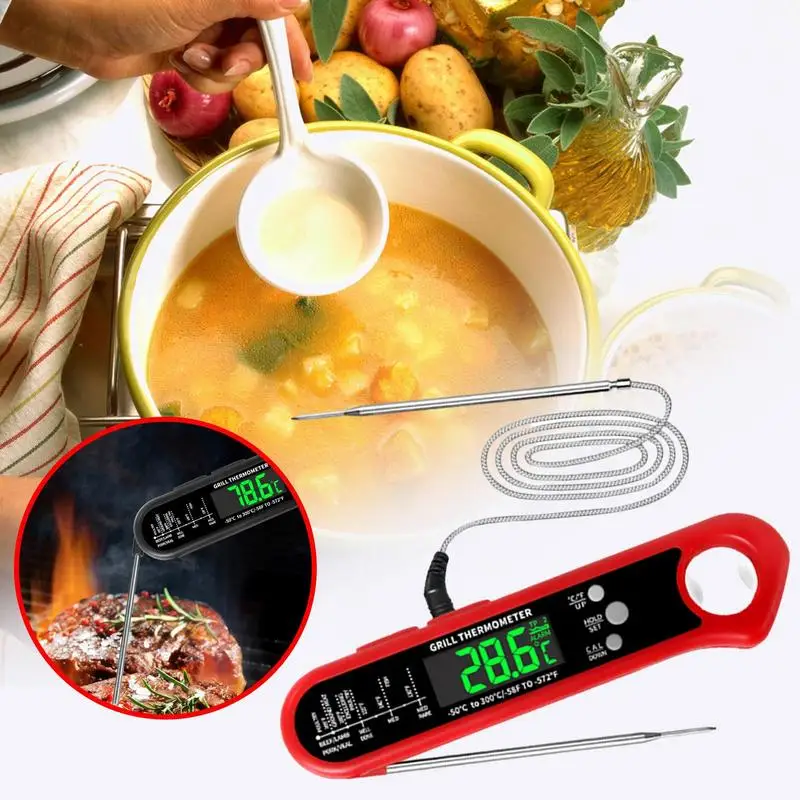 Waterproof Digital Backlight Folding Barbecue Kitchen Cooking Instant Readin Meat Thermometer Kitchen Tools