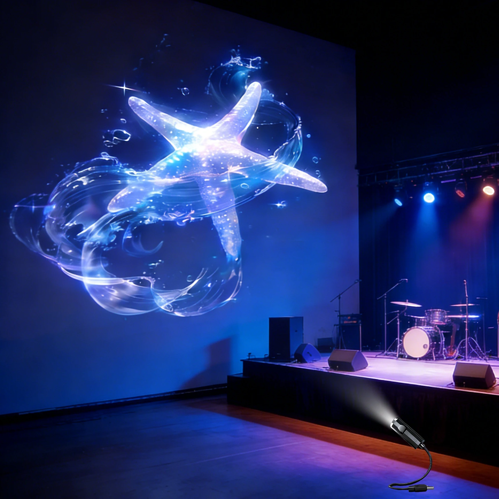 Projection Light 5V USB Direct Insertion Whale Jellyfish/Starfish Theme Replacement Light Ceiling Projection Light For Bedroom