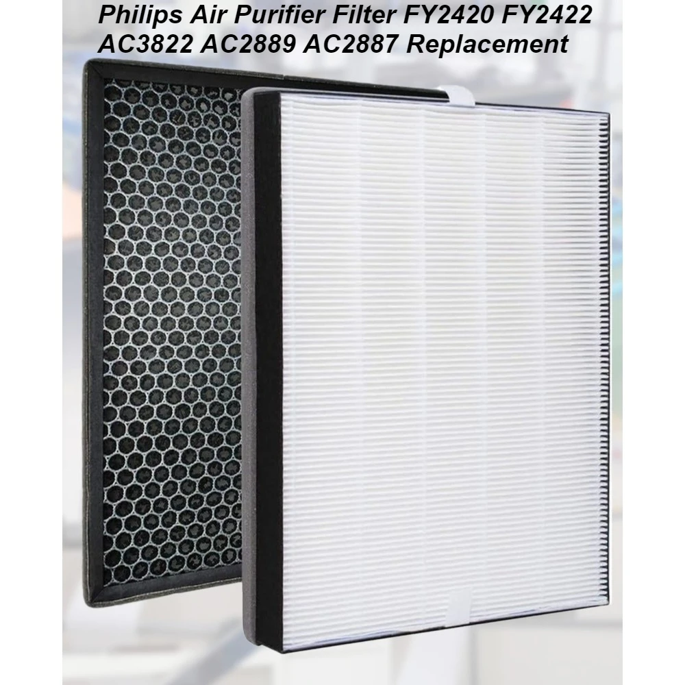 

Philips Air Purifier Filter FY2420 FY2422 AC3822 AC2889 AC2887 Replacement - HEPA Active Carbon Combo (Official Compatible)