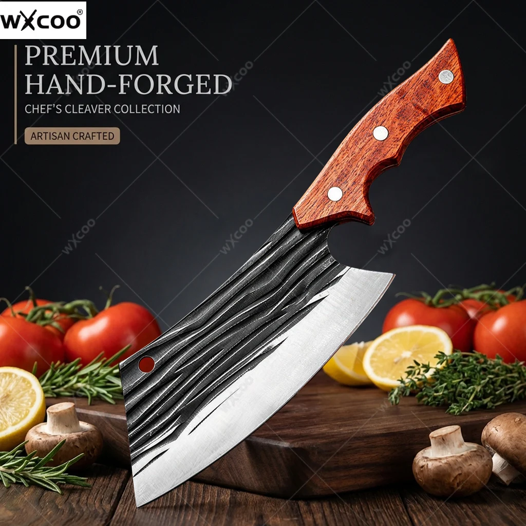 

WXCOO Wood Handle Butcher Boning Knife Utility Knife Meat Cleaver Chopping Vegetables Chicken Fish Filleting Kitchen Knives