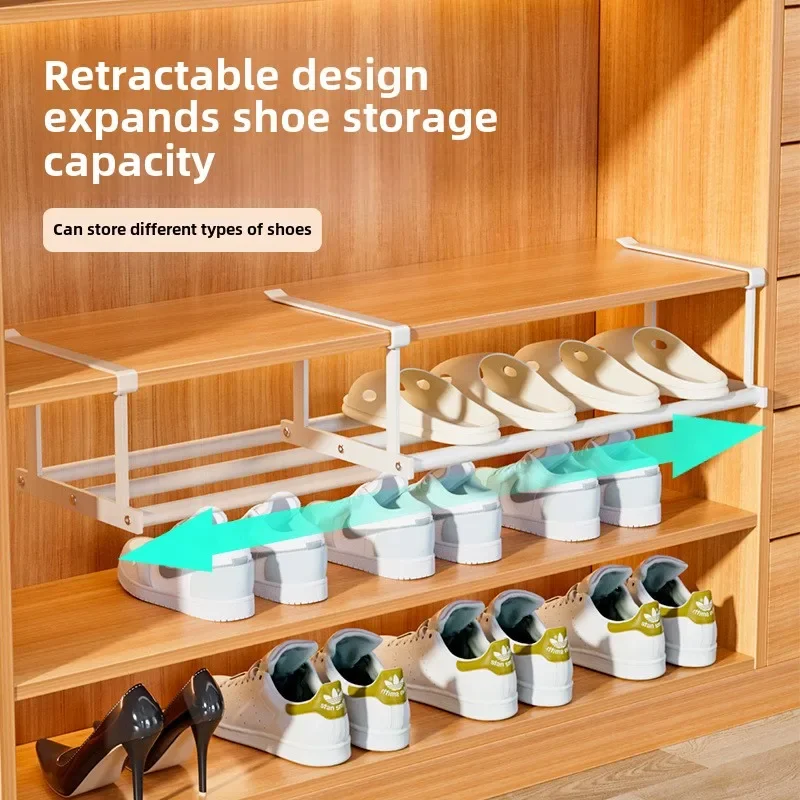 

Shoe Rack Household Retractable Cabinet Layered Baffle Portable Installation Shoe Holder Hanging Rack Storage Artifact Finishing