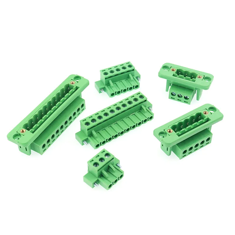 KF2EDGWC-5.08MM plug-in green wiring terminal plug socket wall through type solder free flange fixed KF2EDGWC-2P-12P
