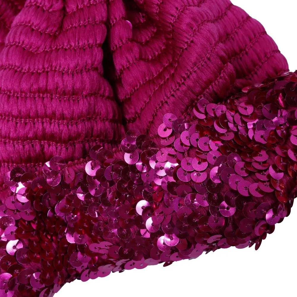 Elastic Knit Sparkly Beanie Hat Sparkly Sequin Shiny Finish Glitter Beanie Hat Glitter Material Cold Weather Design