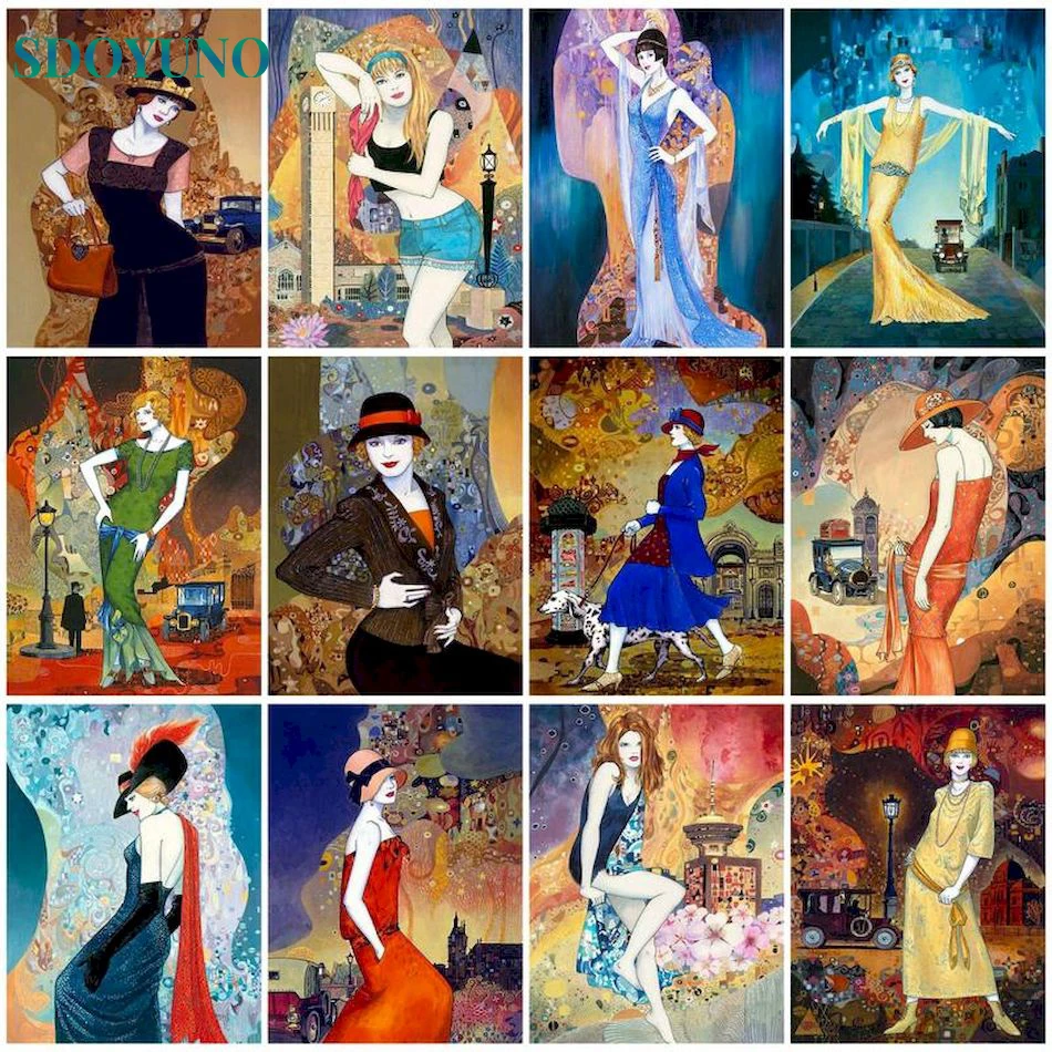 

SDOYUNO Paint By Numbers Woman Drawing On Canvas DIY Pictures By Number Abstract Figure Kits Handpainted For Home Wall Decor