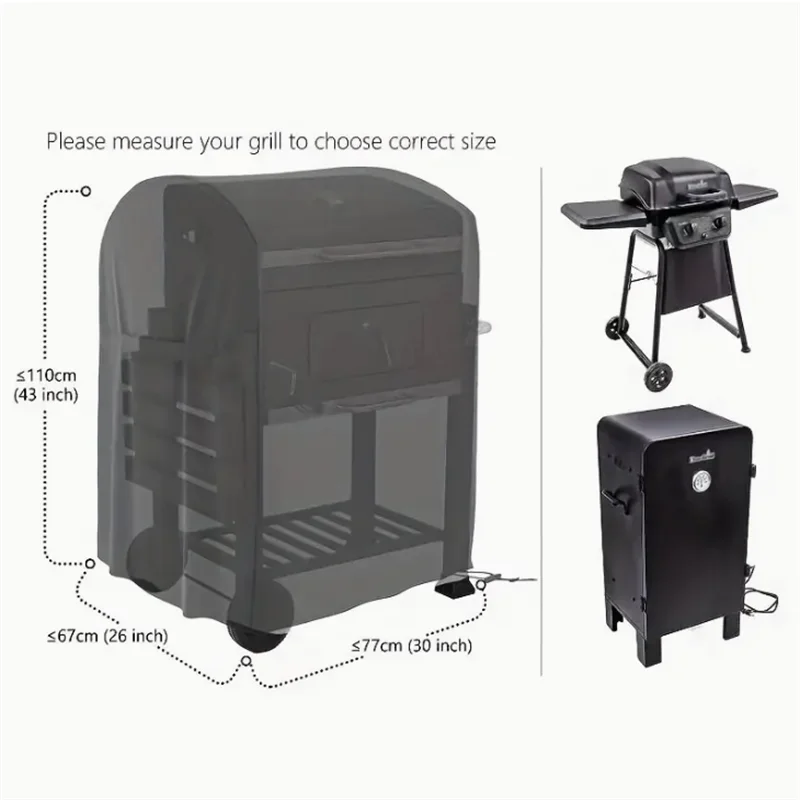 BBQ Cover Outdoor Dust Waterproof Weber Heavy Duty Grill Cover Dust Rain Dust-Proof Stain Resistant BBQ Grill Protector Cover