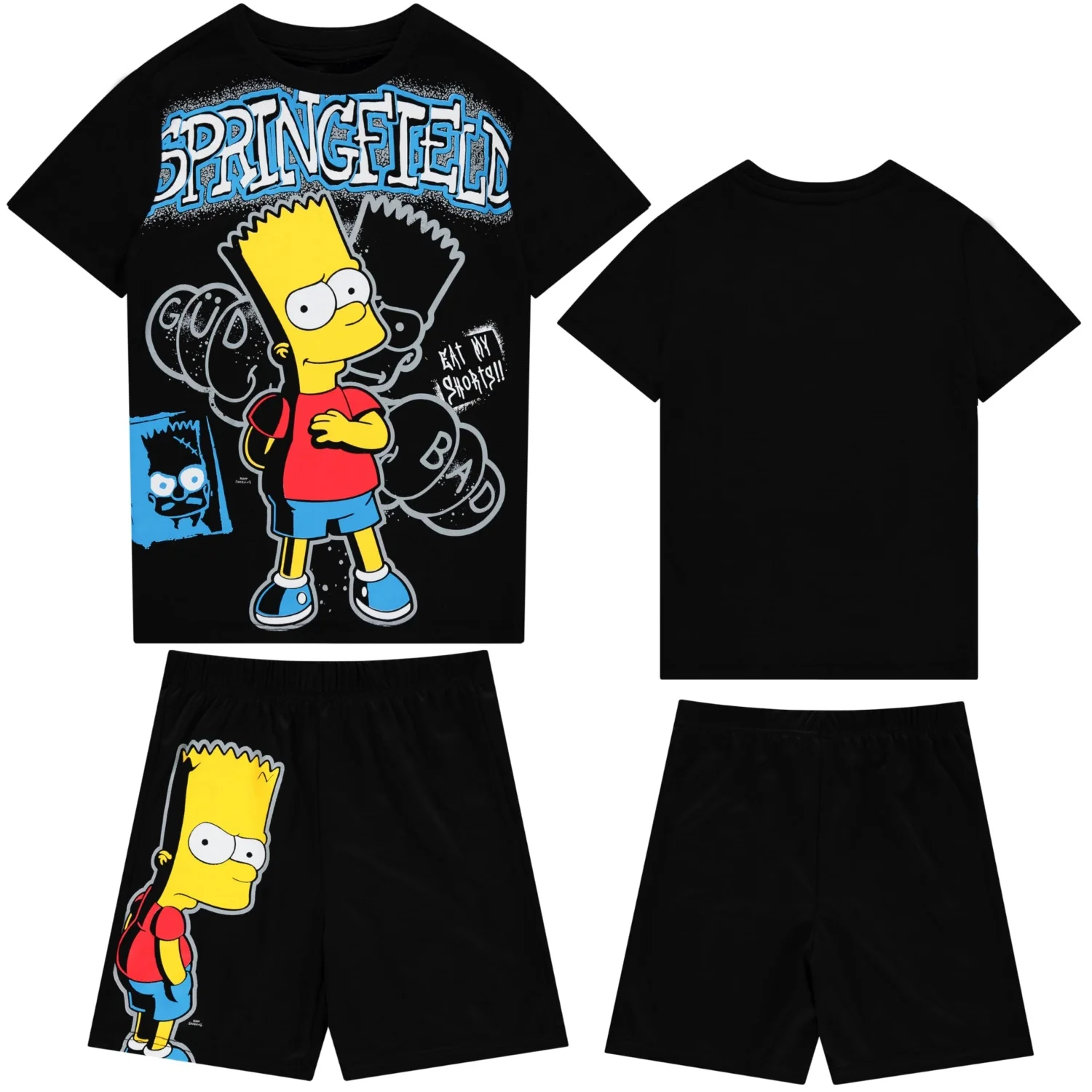 2026 The Simpsons boys Bart Simpson Boys Fashion Tee & Mesh Short Set da 2 pezzi, vestito da coppia per adulti/bambini