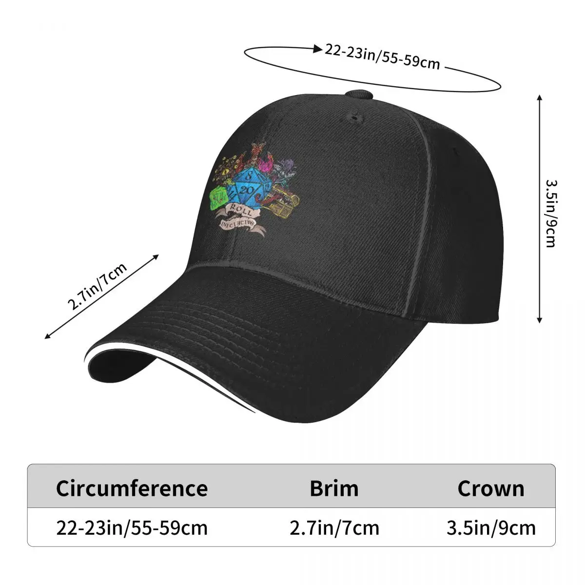 Gorra de béisbol con visera a prueba de viento para hombre y mujer, gorra de béisbol con visera, Snapback, Roll inititive DND Game