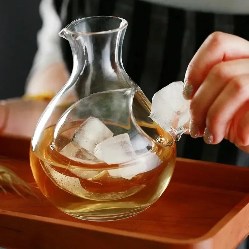 

Japanese Clear Crystal Ice Jug Lead Free Glass Wine Bottle Bar Whiskey Flask Sake Beer Cooler Wine Dispenser Carafe Decanter