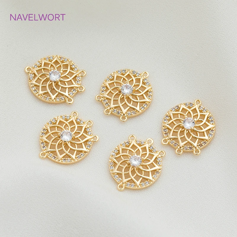 dijes bañados en oro 18k Colgantes en forma de corazón/luna/redondo/triangular con incrustaciones de circonita, accesorio para hacer joyas, manualidades, a la moda