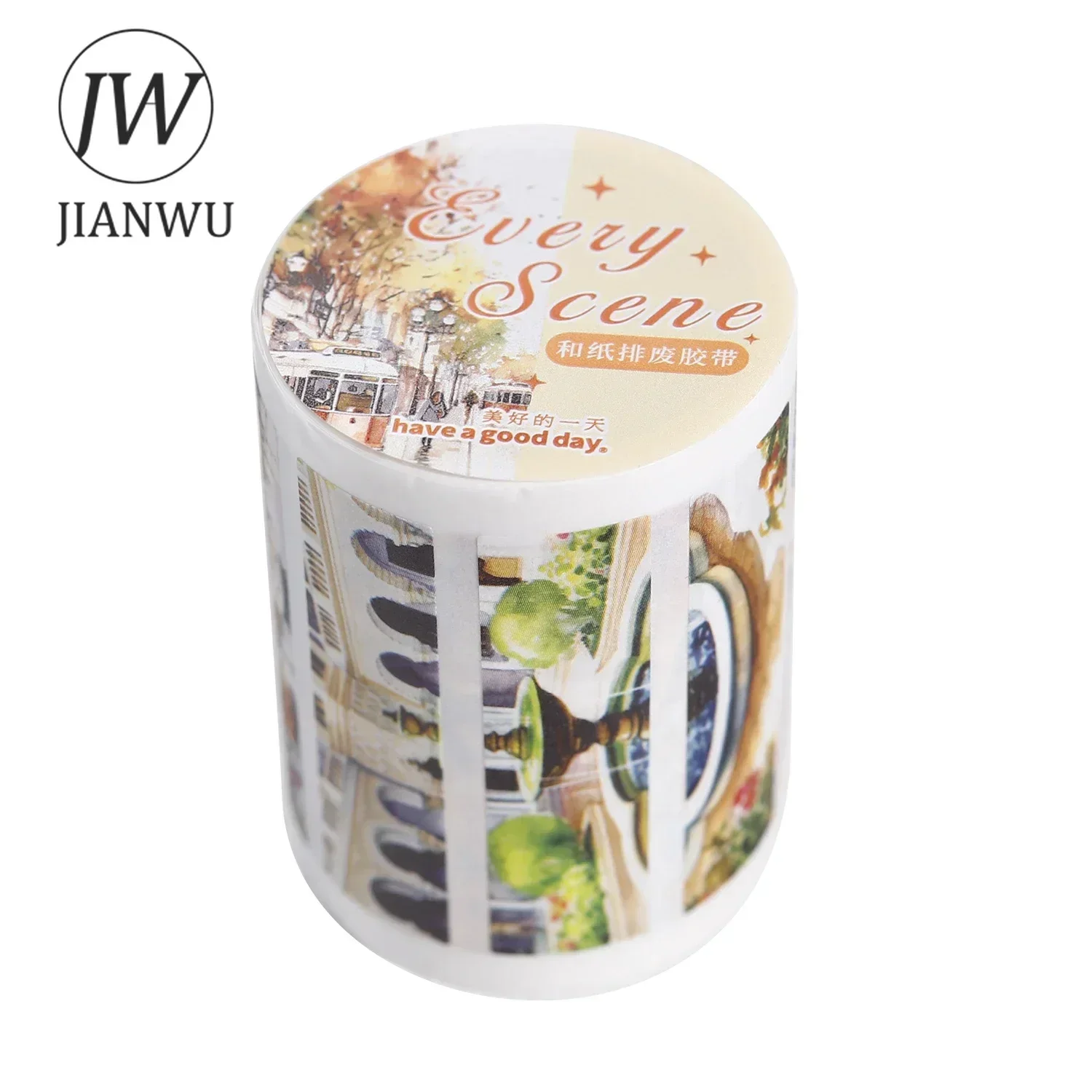 JIANWU 50mm*200cm Every Scenery Series Vintage Landscaping Material Collage Washi Tape Creative DIY Journal Stationery