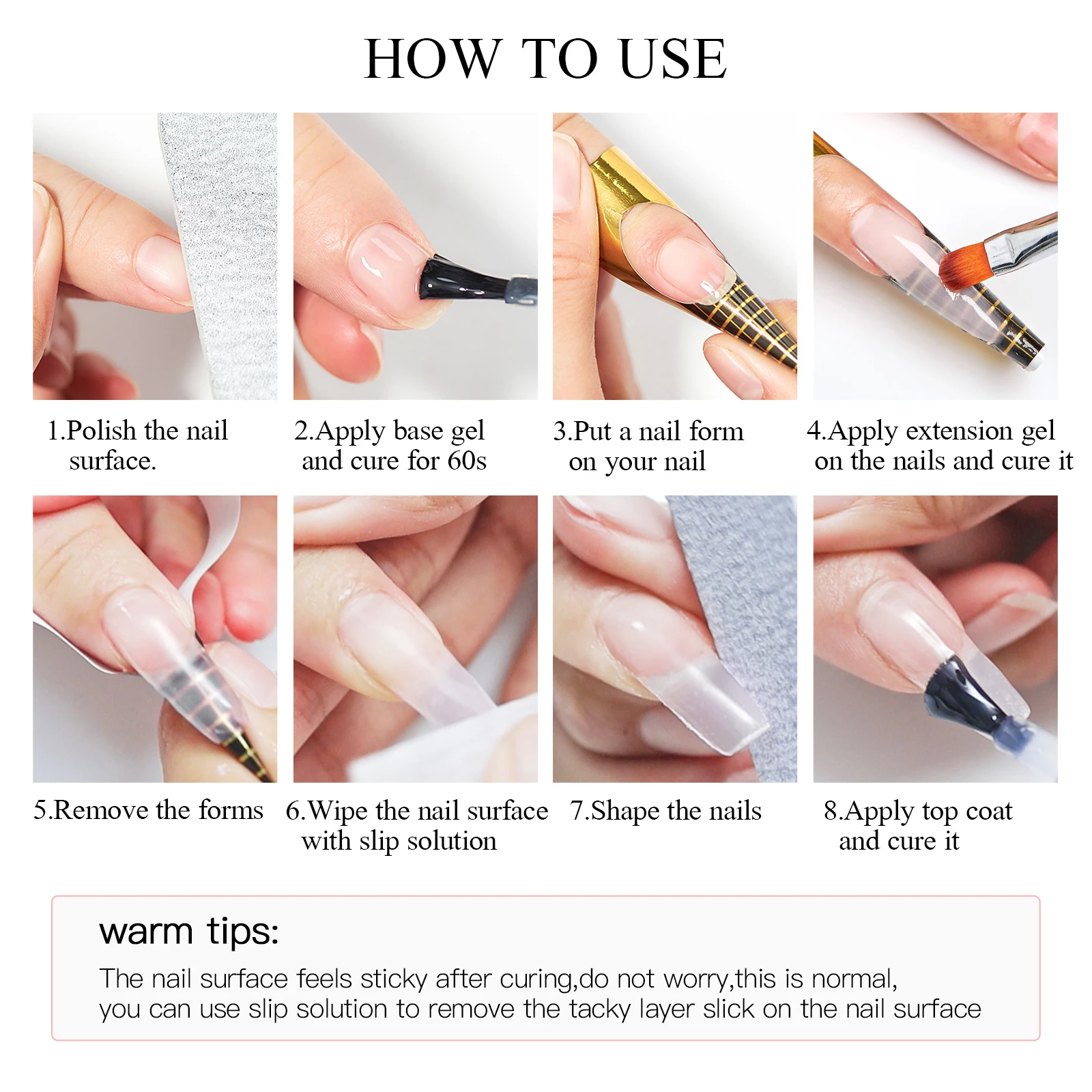 7 قطعة 100 مللي واضح سريع تمديد جيل للأظافر عدة قاعدة معطف فوقي UV LED علاج طويل الأمد لمدة 28 يومًا + DIY بها بنفسك مانيكير مستلزمات الأظافر #6