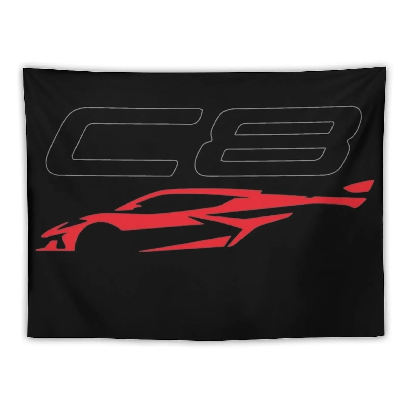 C8 TORCH RED Z06 c8r graphic car silhouette Tapestry Aesthetic Room Decor Korean Wall Mural Tapestry