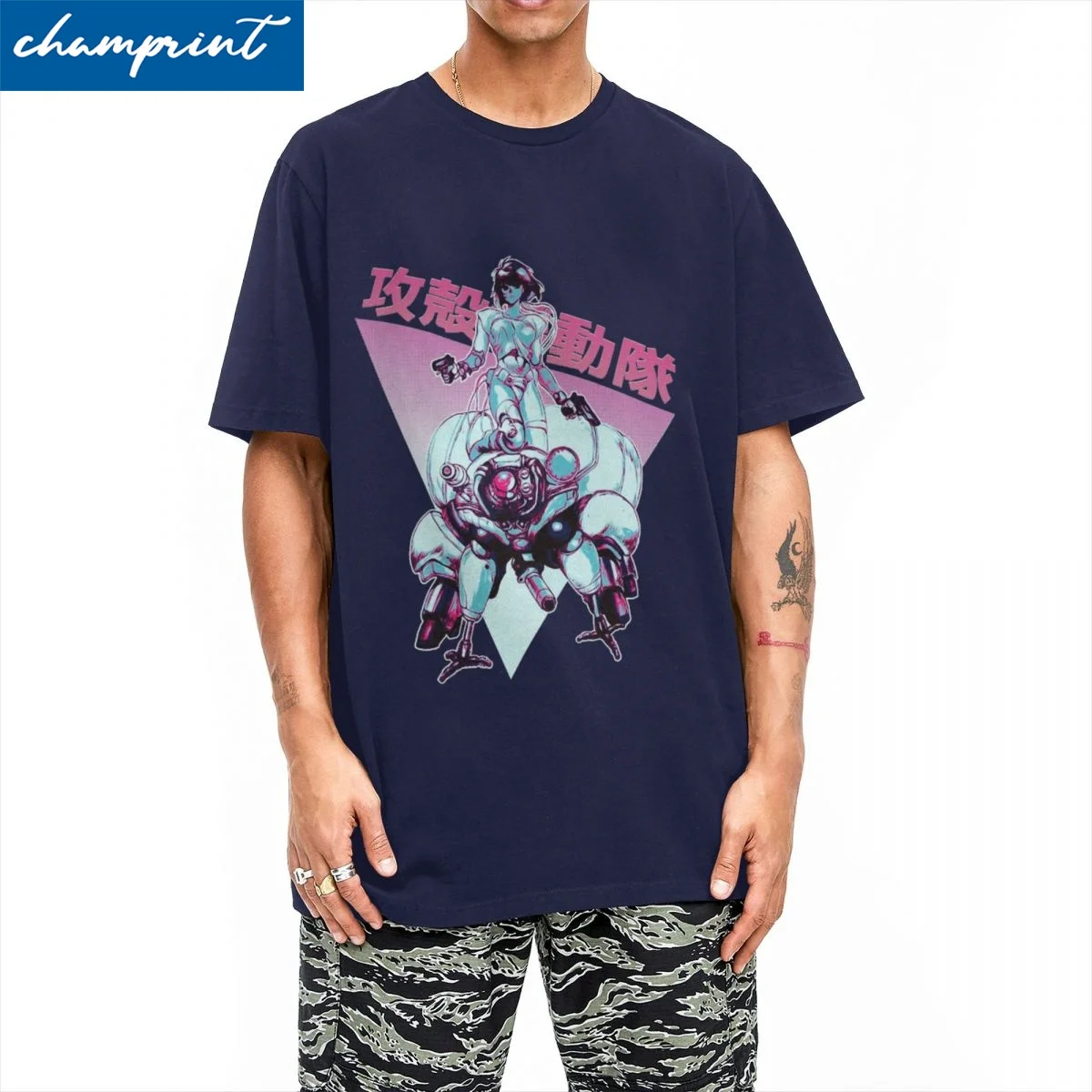 Casual Ghost In The Shell    Motoko Kusanagi Color B T Shirt Men's Round Neck Short Sleeve Clothing Cotton Summer Top Tee