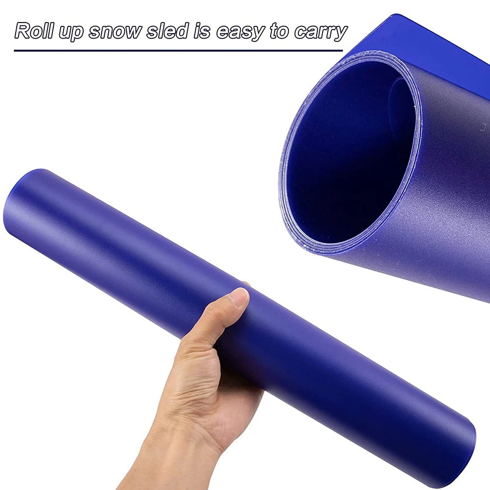 子供と大人用の雪そり、フライングカーペット軽量ロールアップ雪そりポータブルローリングスノースライダー、ブルー