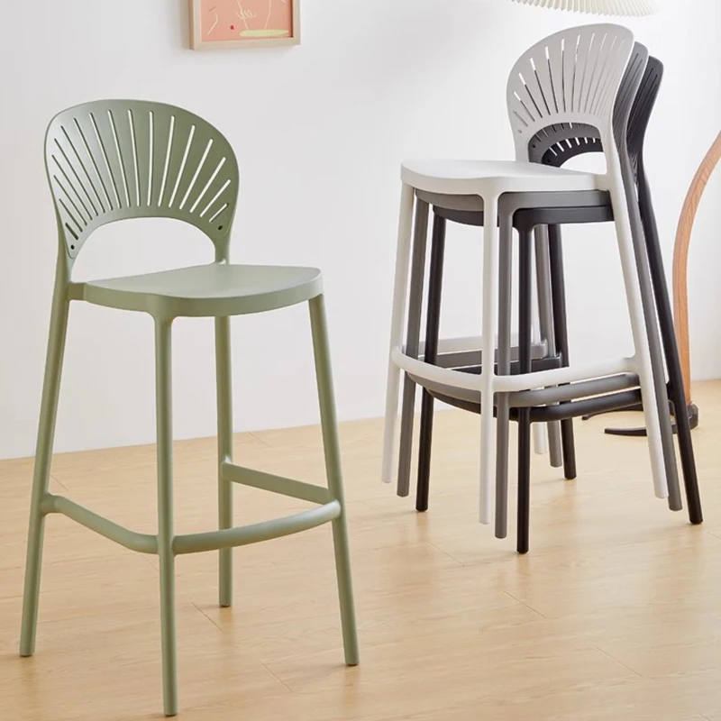 

Plastic Shell Bar Chair Makeup Artist Reception Desk Barstool Kitchen Island Bar Stool Square Vanity Taburete Alto Furniture