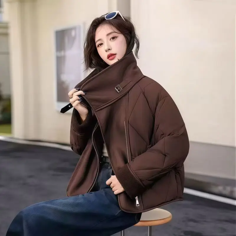 

Winter Down Cotton Jacket 2026 New Women Zipper Loose Padded Short Coat Female Solid Thicken Warm Puffer Parkas Jackets