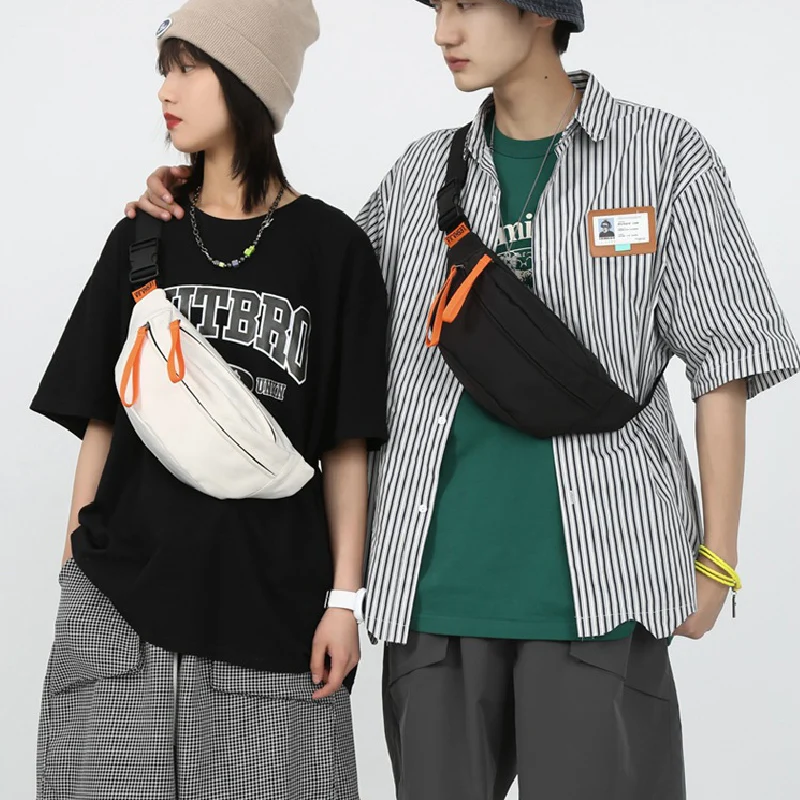 

High Quality Oxford Couples Crossbody Bags Casual Nylon Solid Color Unisex Waist Pack 2022 New Fashion Shopping Chest Bag Pocket