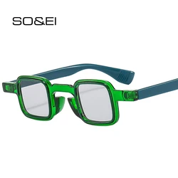 SO&EI Retro Small Square Women Sunglasses Shades UV400 Fashion Double Color Men Trending Sun Glasses