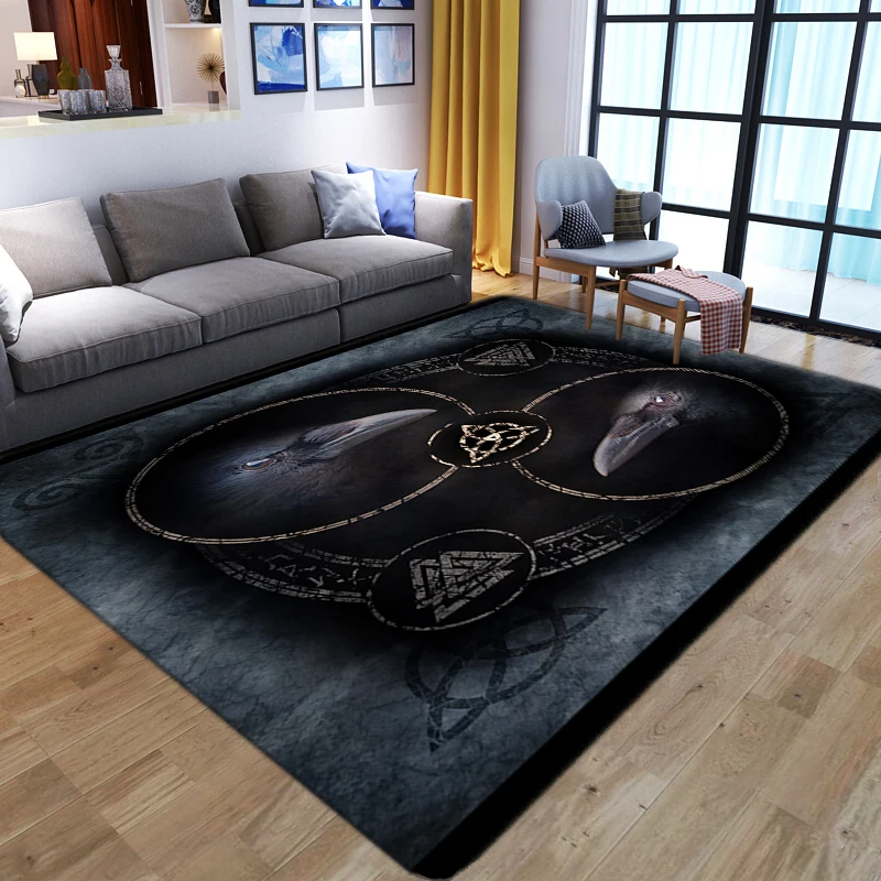 

Black Eagle 3D Printed Big Carpets For Living Room Bedroom Decoration Bedside Sofa Area Rugs Bathroom Non-slip Floor Mat Doormat