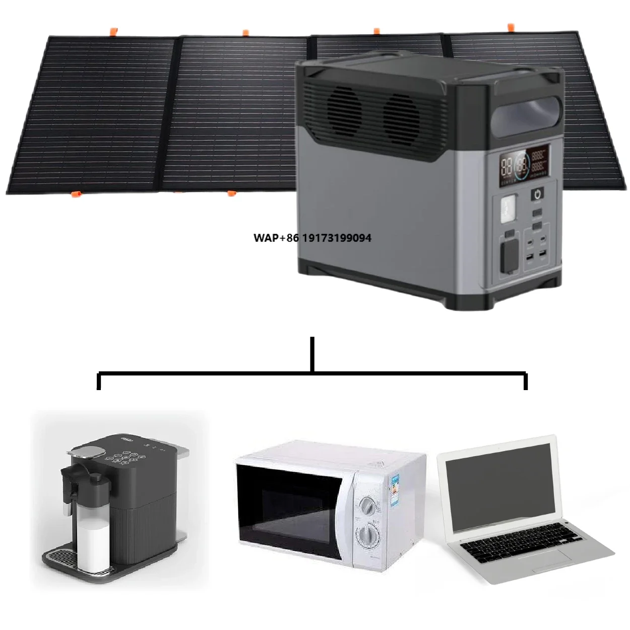

RV Power Station 1200W Lithium Battery Portable Power Station Energy with Solar Panel Charging