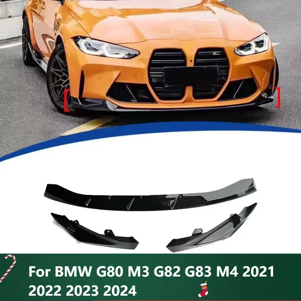 

New！Front Bumper Spoiler Lip Fiber Look/Gloss Black Lower Splitter Protect Kit For BMW G80 M3 G82 G83 M4 2021 2022 2023 2024 Car