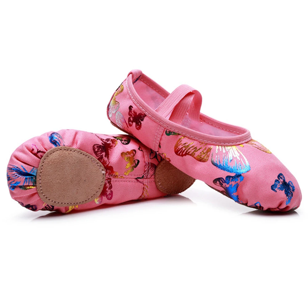 Girls Ballet Shoes Canvas Glitter Butterfly Soft Sole Ballet Dance Slippers Children Practise Ballerina Shoes Woman Dance Shoes