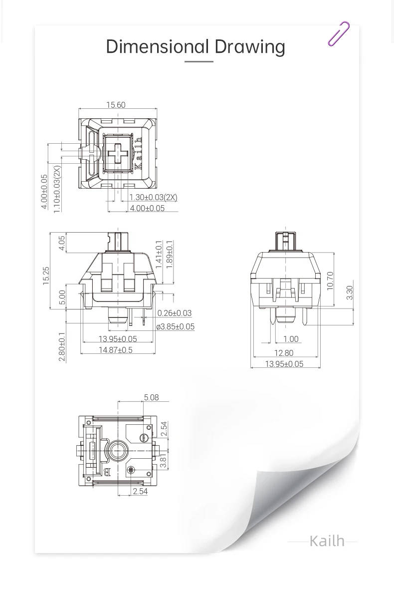 1/3/5 Stück Kailh Longhua Tastaturschalter Büro 3 Pins Schalter Tastaturzubehör Schwarz Blau Braun Rot 4 Stile – Detail 12
