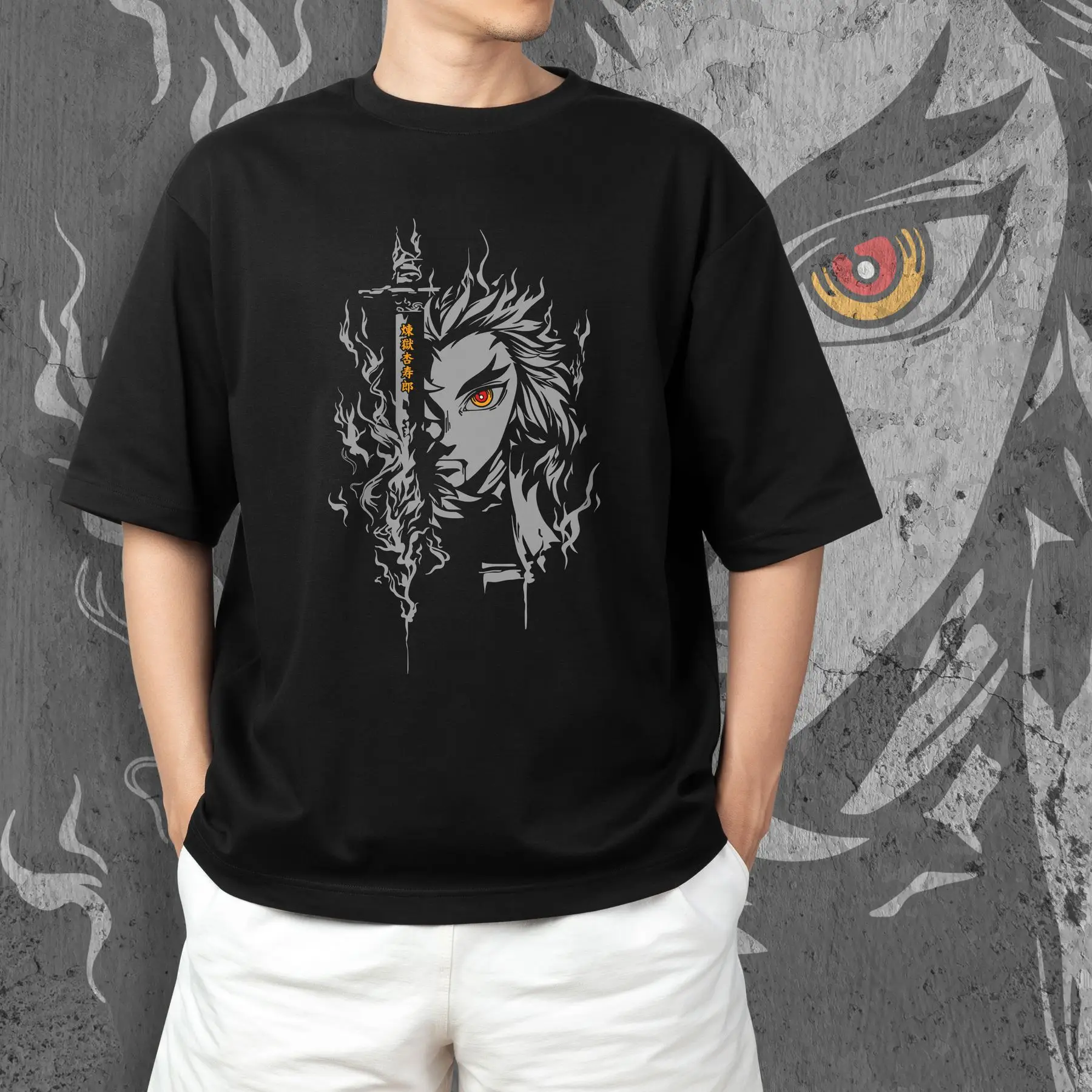 T-shirt with Demon Slashing Blade print - Rengoku