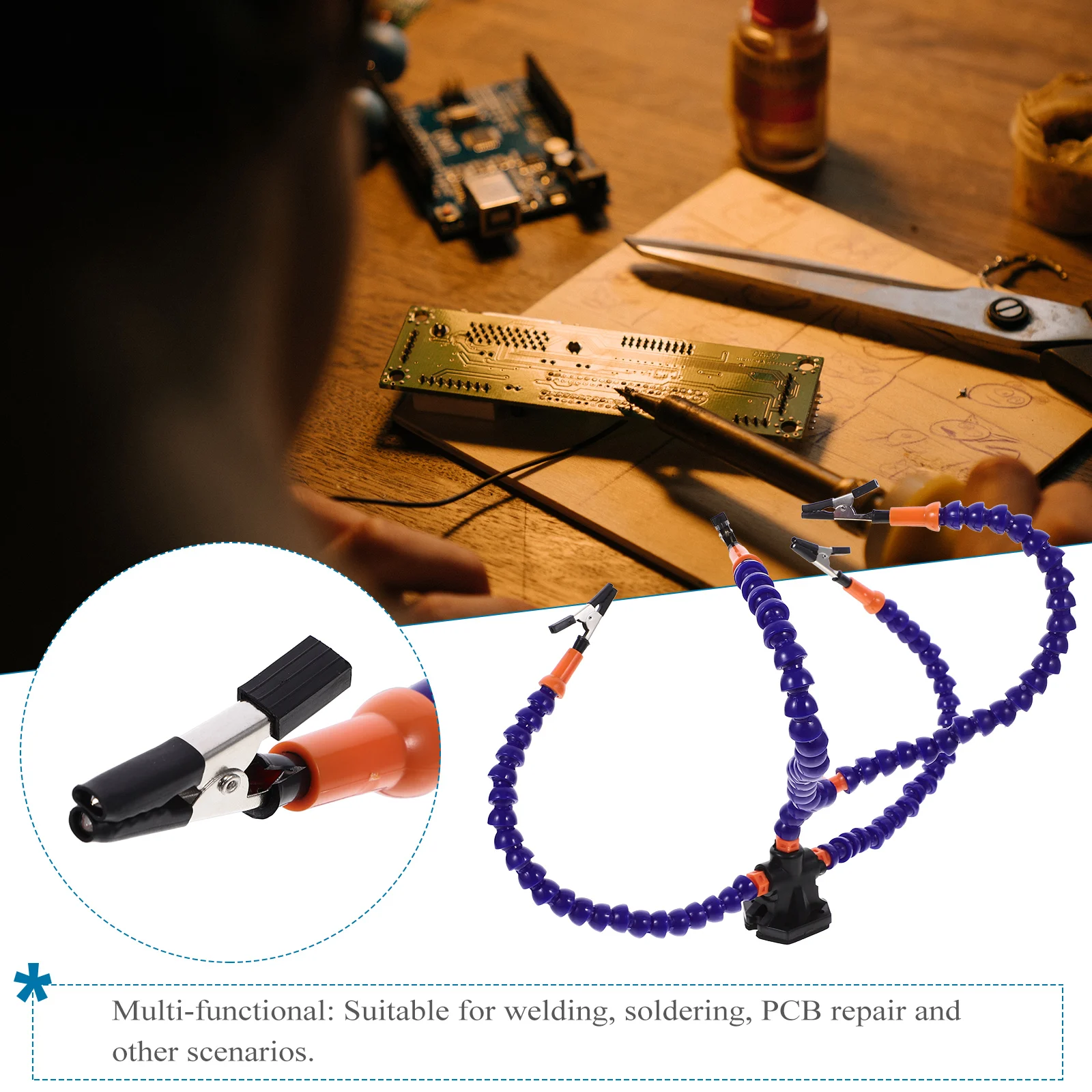 

Welding Table Clamp Soldering Station Tools Repairing Blue Durable Compact Third Hand Flexible Arms Welding Equipment