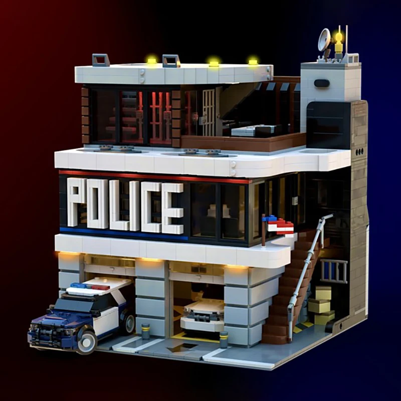 

НОВЫЙ 2743 шт., хит продаж, вид на улицу, Moc, модель департамента полиции, сделай сам, креативные идеи, детская игрушка в сборе, головоломка, подарок на день рождения