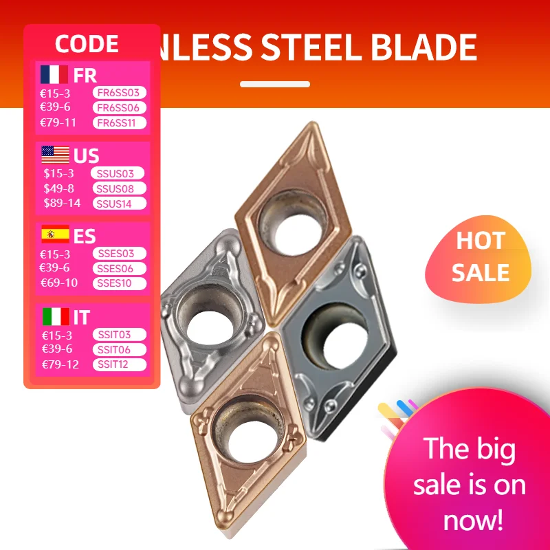 

DCMT070204 DCMT070208 DCMT11T304 DCMT11T308 Turning Insert DCMT Carbide Inserts CNC Lathe Blade For Stainless Steel Lathe Cutter