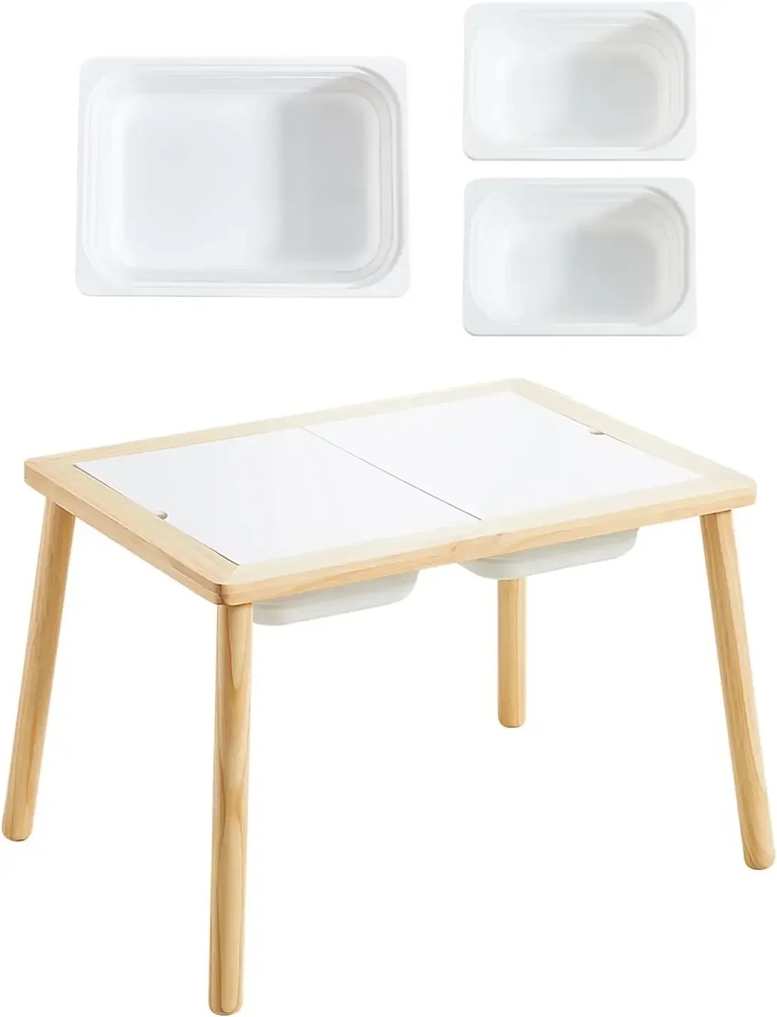 

Perfect Choice for Christmas Thanksgiving Gift Kids Table, Play Sand Indoor Sensory Table with 3 Storage Bin for Kids