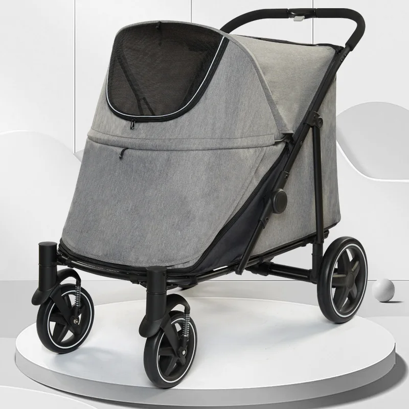 Carrito para mascotas de alta calidad 2025, carrito plegable para exteriores de tamaño mediano a grande para perros, carrito para perros de gran espacio, carrito para gatos y perros, nuevo