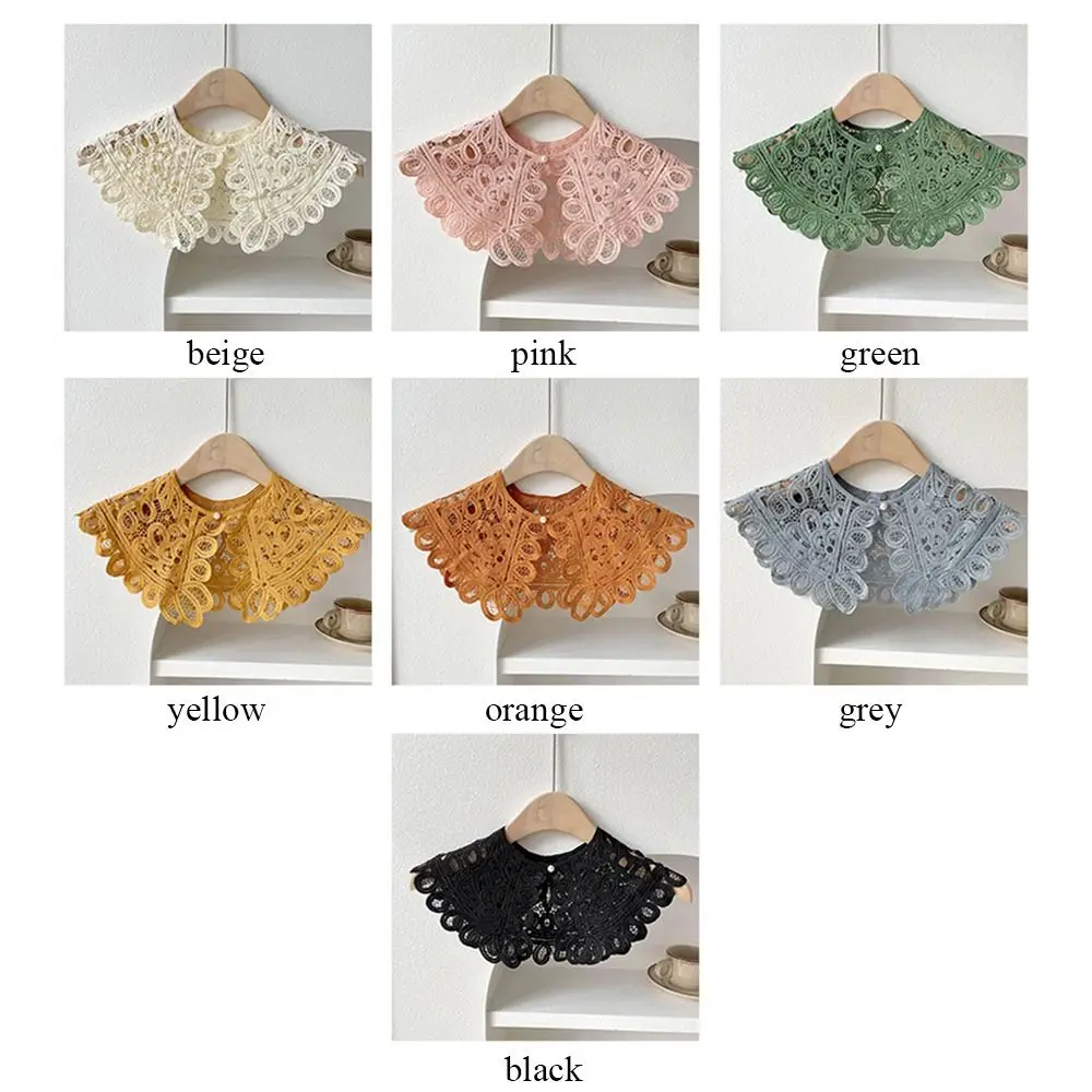 Knitting Fake Collar Casual Solid Color Crochet Detachable Collar Hollow Shawl Women Ladies