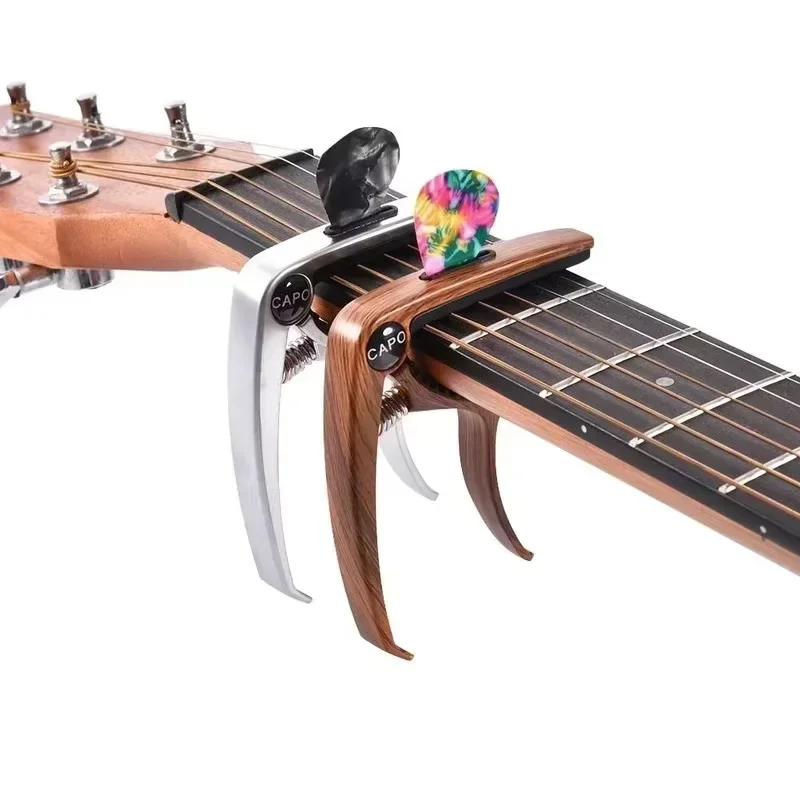 1PC Metal Guitar Capo with Pick Holder Quick Change Clip for Acoustic Electric Guitar Bass Ukulele