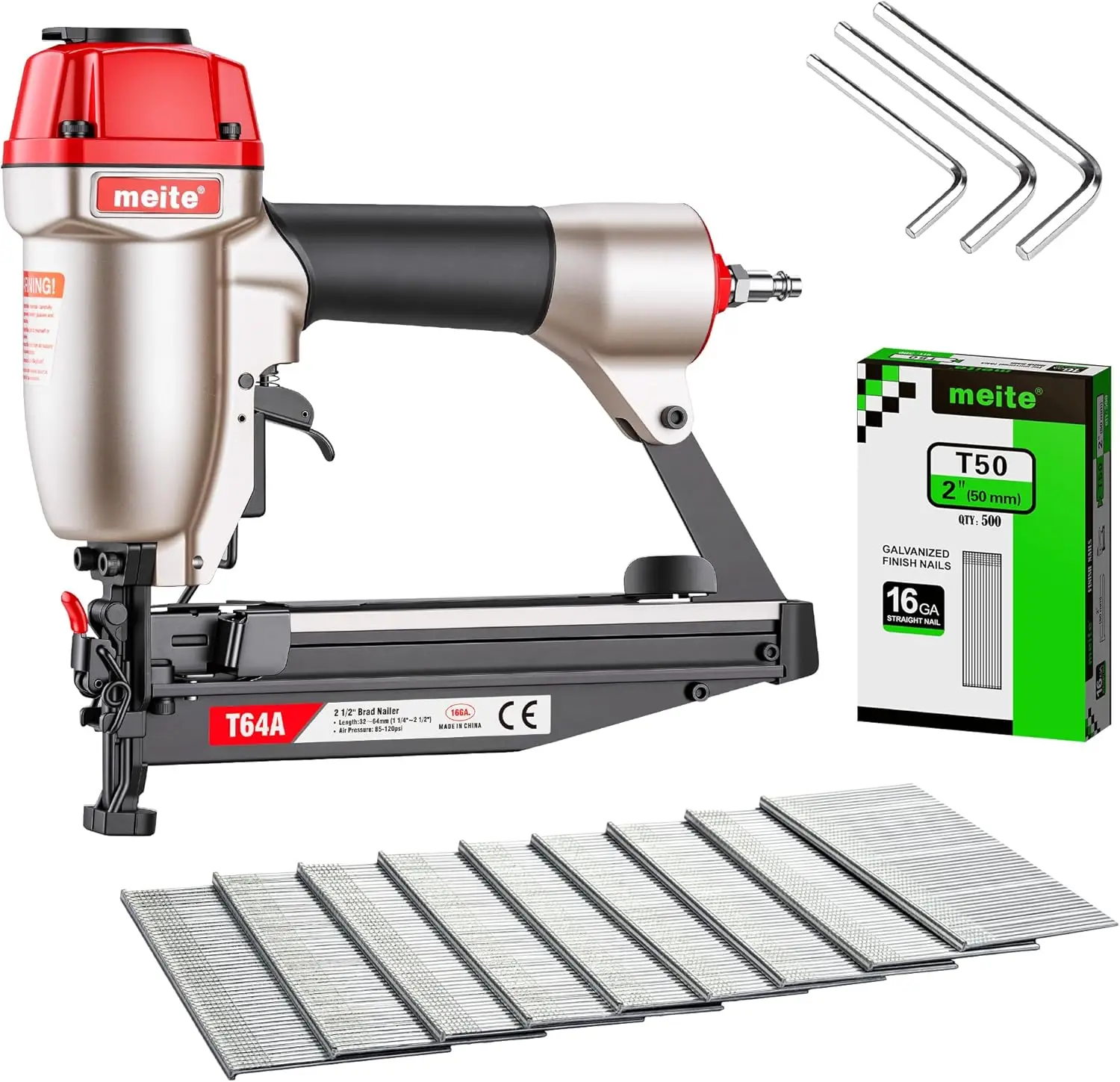 Pneumatic 16 Gauge Straight Finish Nailer with Quick Jam Release for Baseboard, Cabinetry, Trim, Accepts 1-1/4