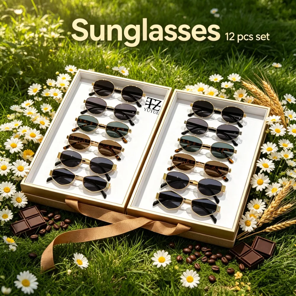 Oval & Geometric Sunglasses Set — product information 1