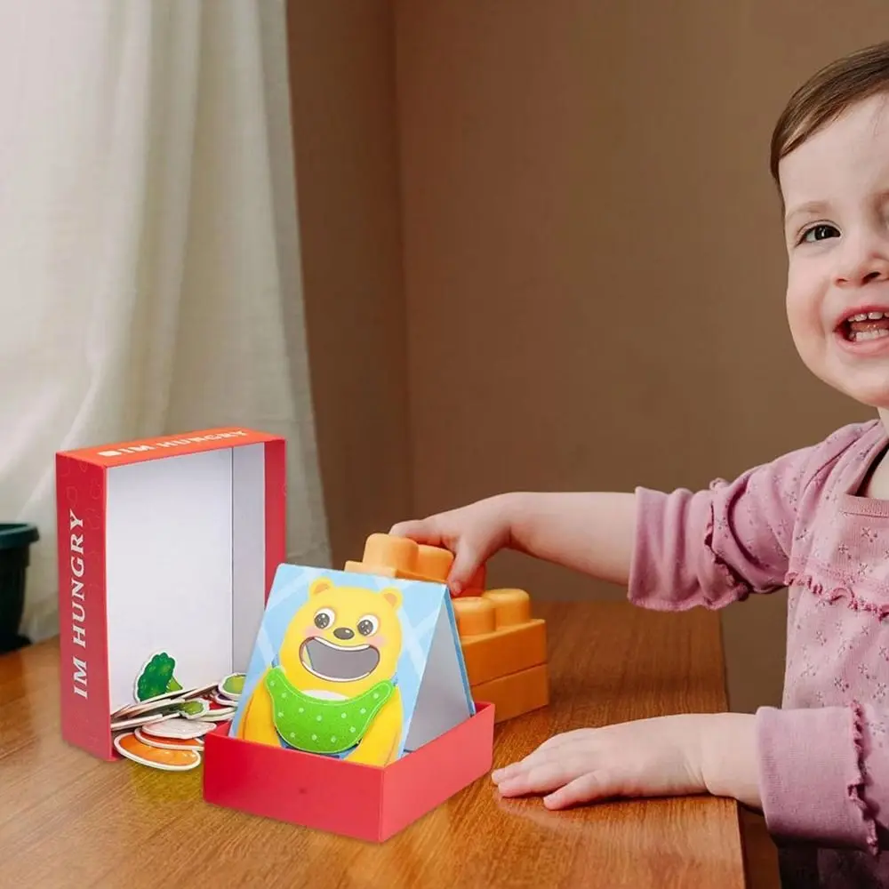 Simulação de alimentação de alimentos jogo de alimentação role play simulação urso fingir conjunto de comida colher de papel pai-filho brinquedo de alimentação para amigo