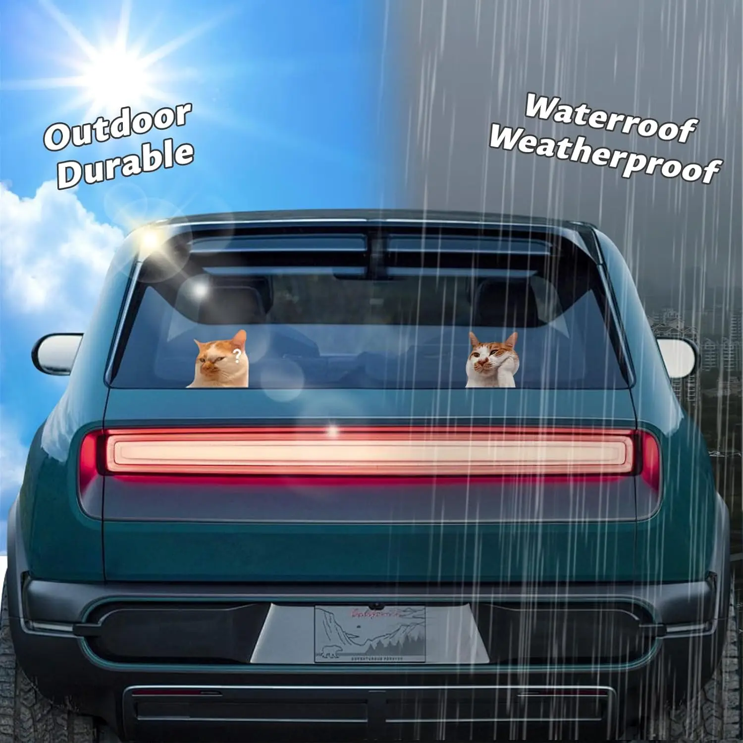 قطعتان من شارات Car Cat Meme، ملصق ممتص للصدمات من الفينيل المضحك لأبواب ونوافذ السيارة والشاحنات، ديكور سيارات لطيف للسيارات #6