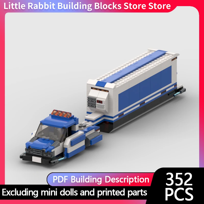 City Car Model MOC Building Bricks Semi Truck With Mini Trailer Modular Technology Children Holiday Gifts Assemble Toys Suit