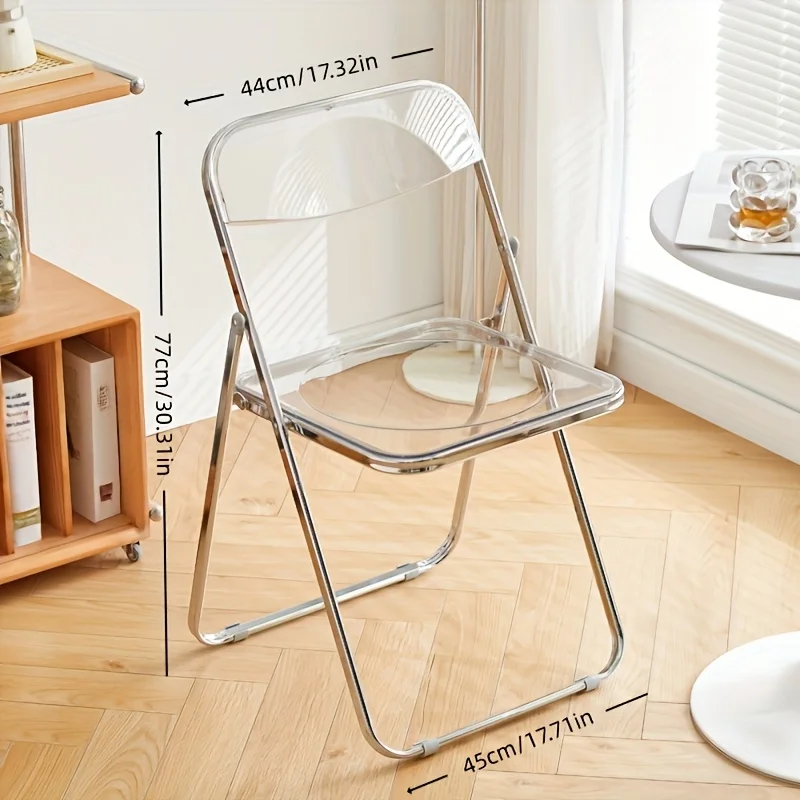 Transparent Folding Chair, No Cushion Design, Modern Minimalist Living Room Chair, Space-Saving Stool for Restaurant - view 3