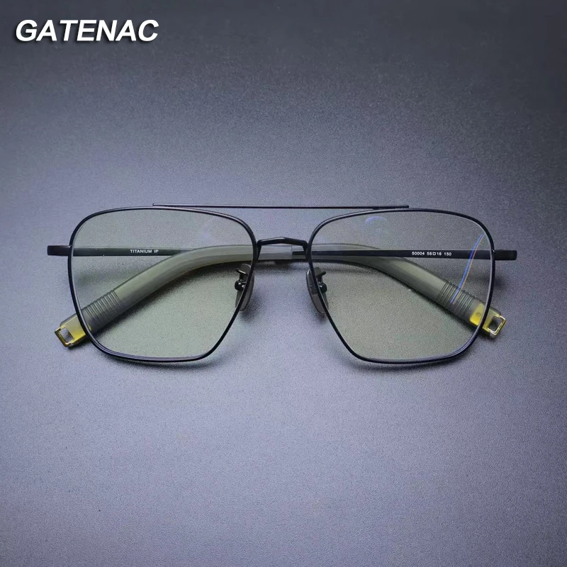 Gatenac Pure Titanium Glasses Frame Men Pilot Myopia Prescription Big Eyeglasses Frame 2024 New Luxury Brand Designer Eyewear