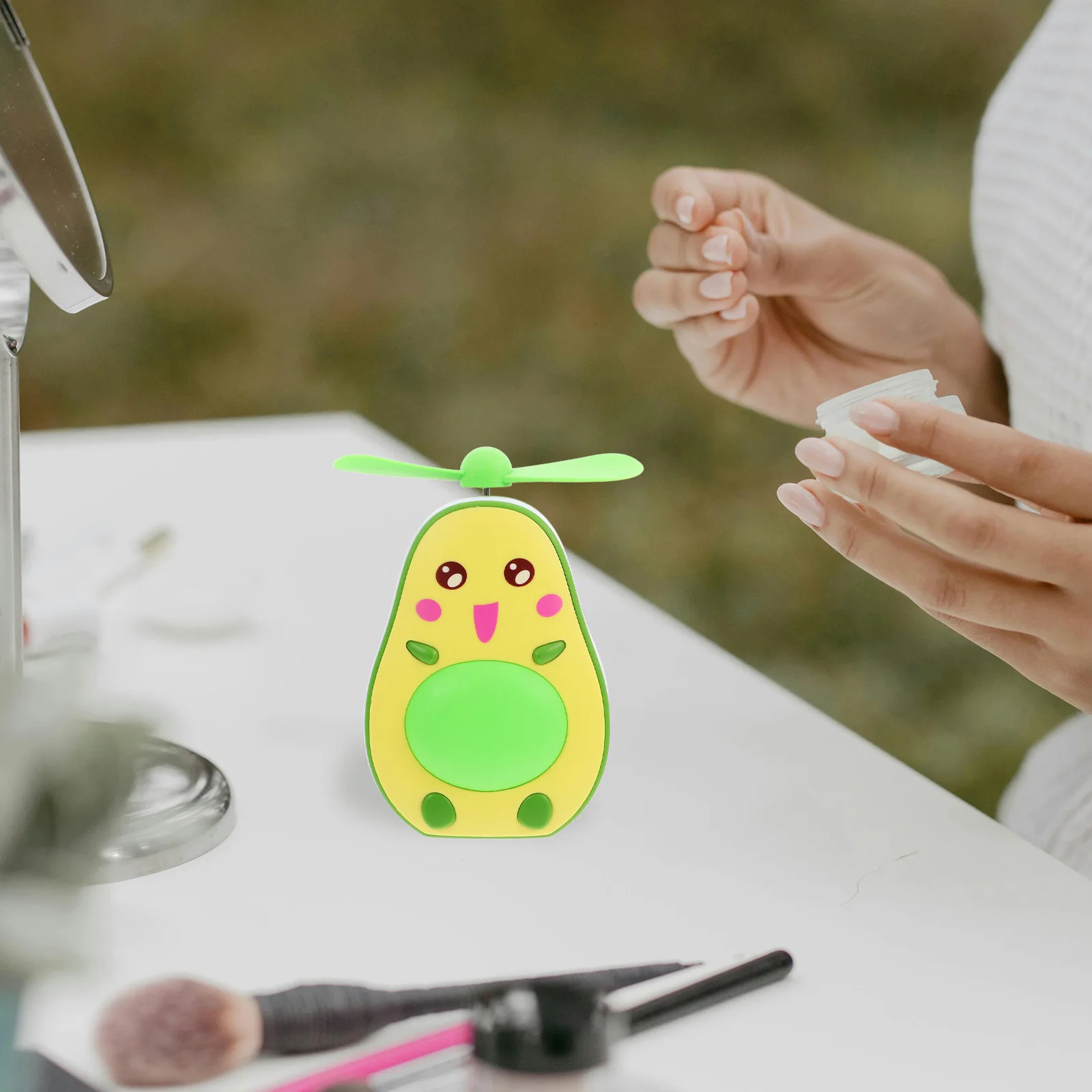 1 Juego de espejo de maquillaje plegable, ventilador recargable compacto, espejo de mano portátil, Mini enfriador de aire multifuncional de viaje