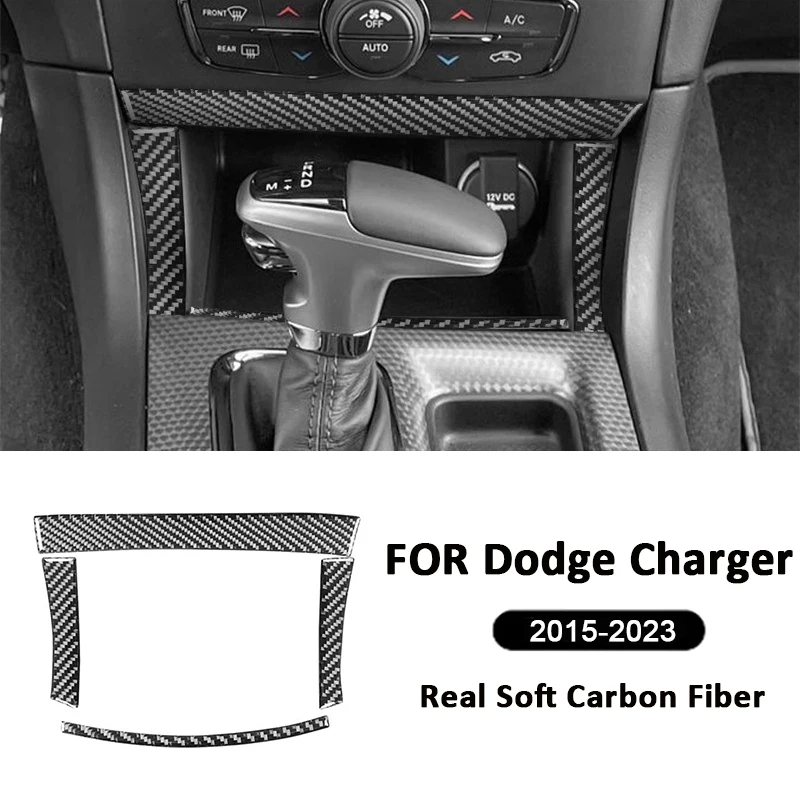 

For Dodge Charger 2015-2023 Carbon Fiber Car Central Console Storage Box Panel Frame Trim Strips Decoration Interior Sticker