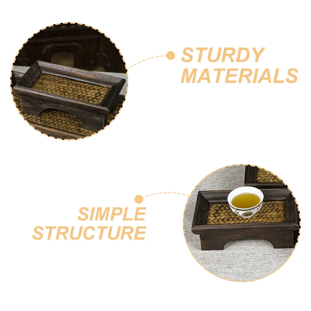 

Solid Wood Tray Small Size Rectangle Shaped Coffee Cup Snack Serving Bread Tea Home Hotel Rustic Style Storage